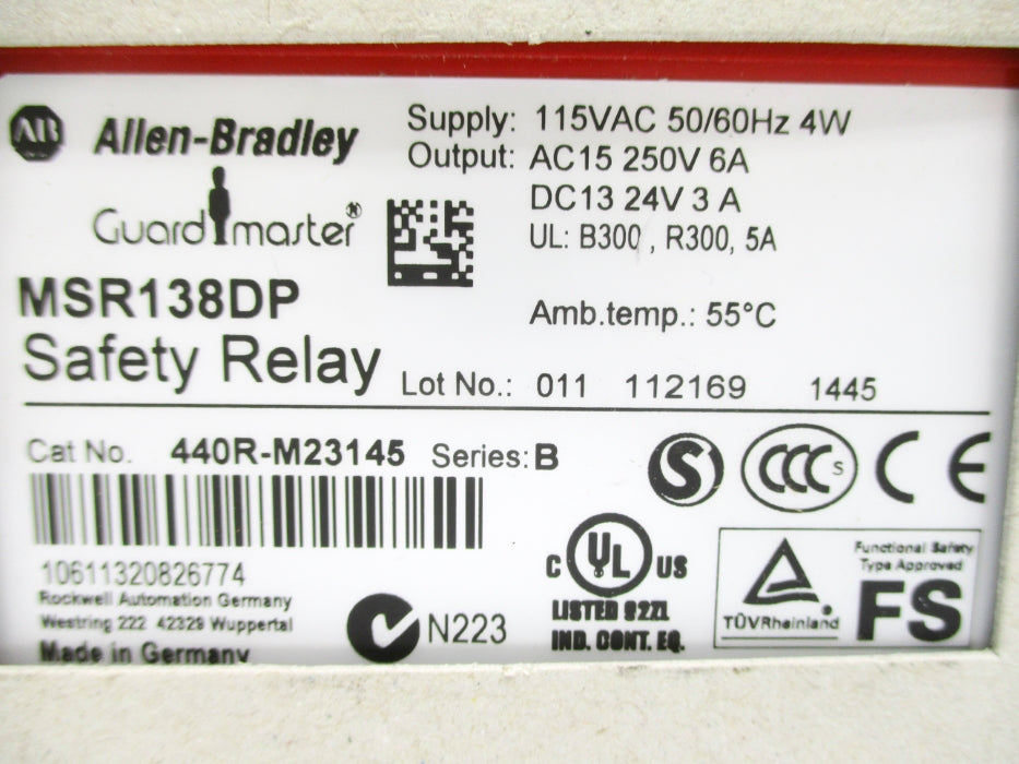 ALLEN BRADLEY 440R-M23145 SER. B 0.5-10S 115VAC (WH) NSMP
