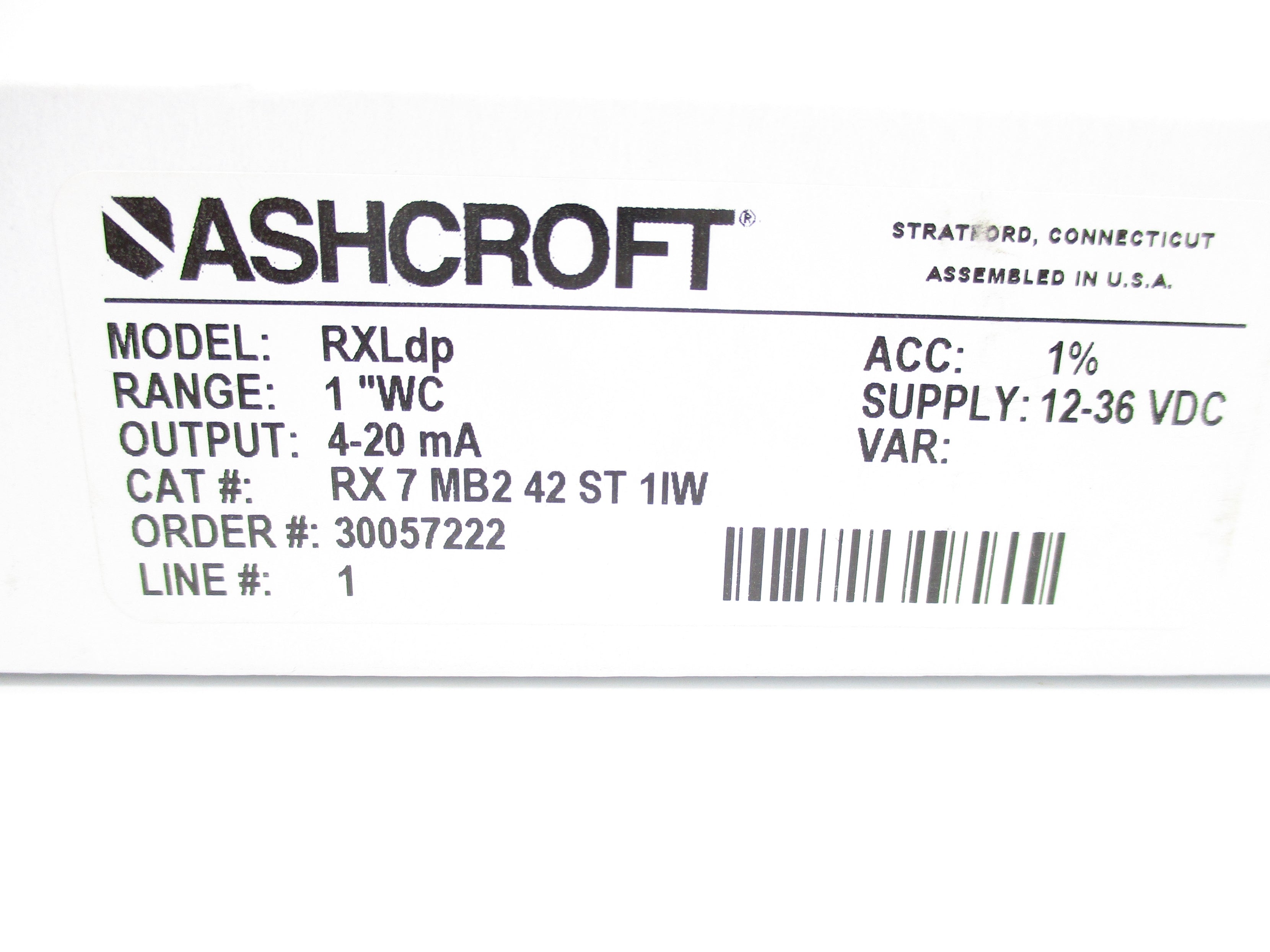 ASHCROFT RX-7-MB2-42-ST-1/W RXLDP NSMP