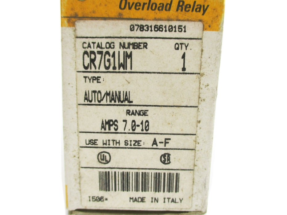 GENERAL ELECTRIC CR7G1WM 7.0-10A 660V NSMP