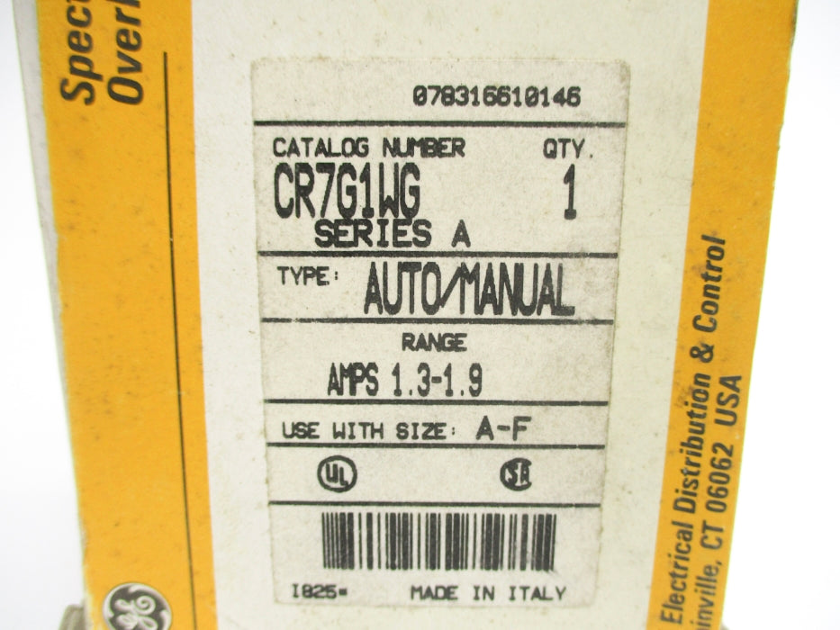 GENERAL ELECTRIC CR7G1WG SER. A 660V 1.3-1.9A NSMP