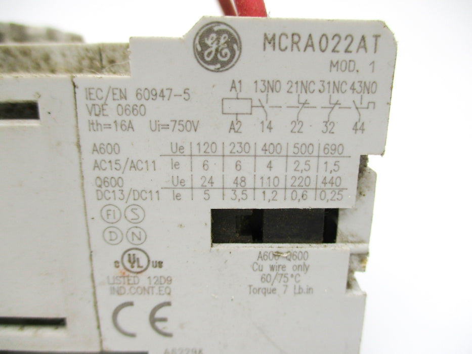 GENERAL ELECTRIC MCRA022AT 110/120V UNMP