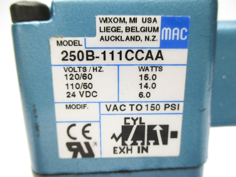 MAC 250B-111CCAA 150PSI 110/50 120/60 24VDC NSNP