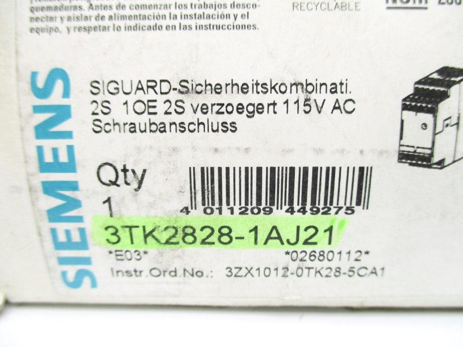 SIEMENS 3TK2828-1AJ21 NSMP