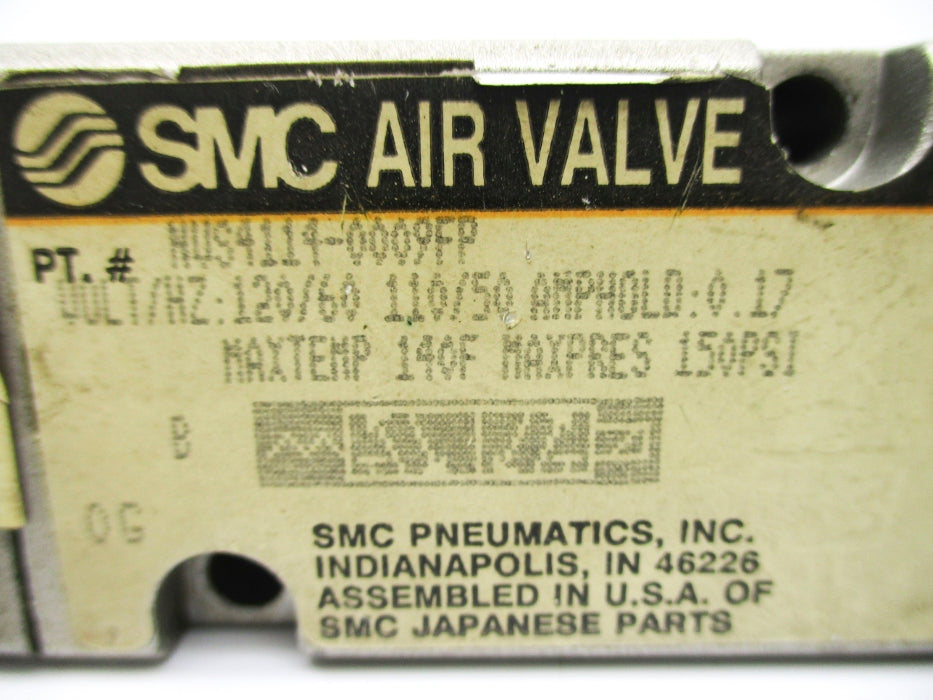 SMC NVS4114-0009FP 110/120V 150PSI UNMP
