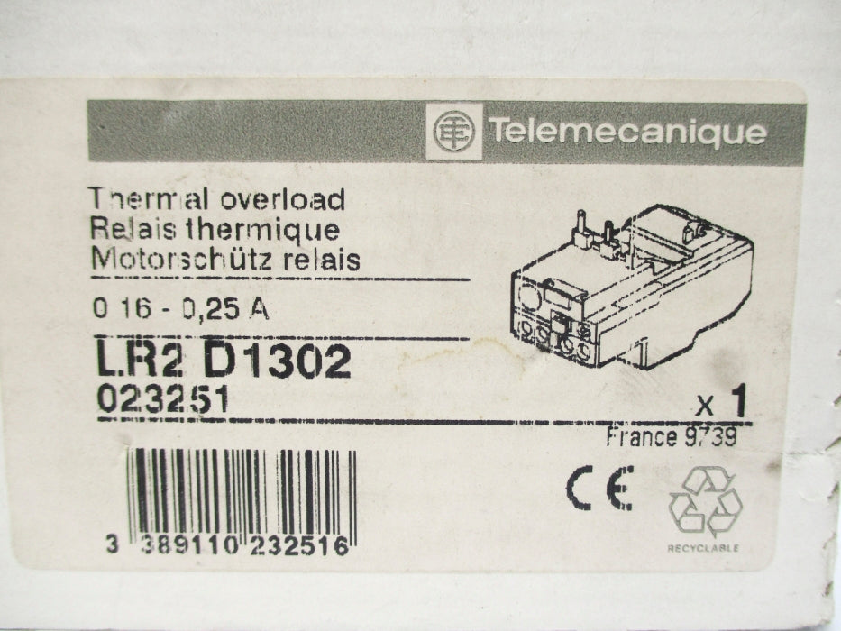 TELEMECANIQUE LR2D1302 600V 0.16-0.25A NSMP