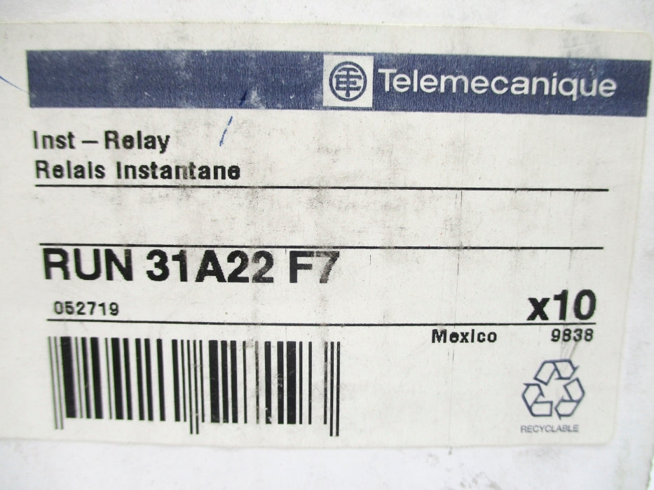 TELEMECANIQUE RUN31A22F7 110VAC 10A (PKG OF 10) NSMP