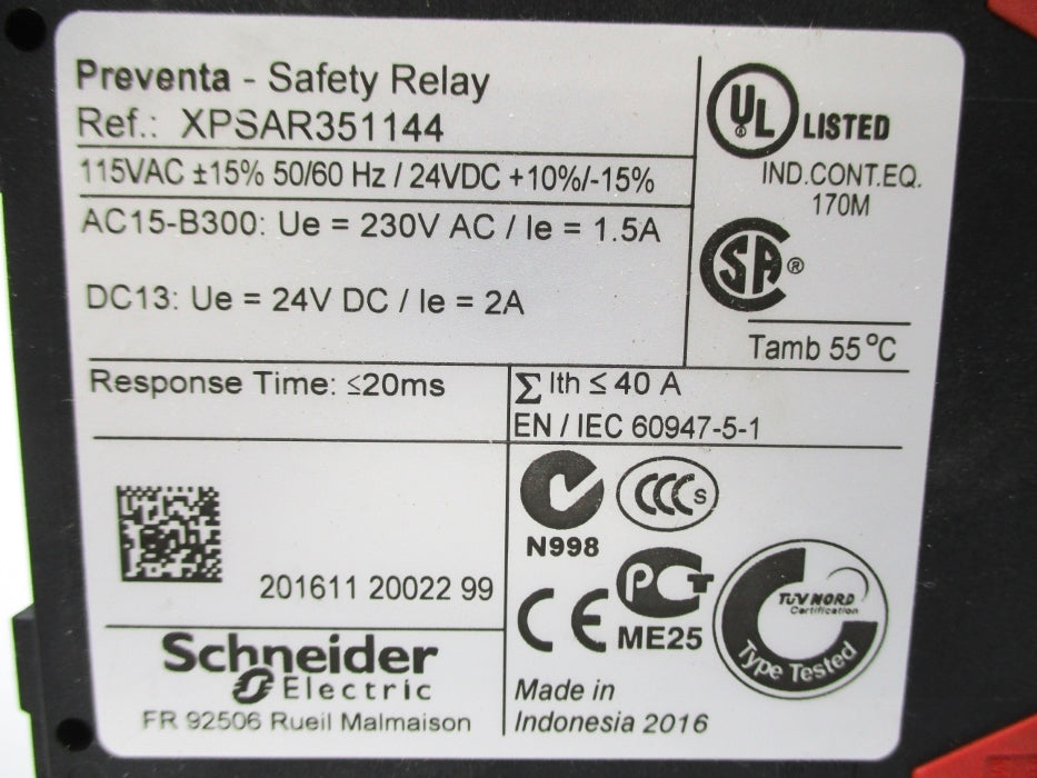 SCHNEIDER ELECTRIC XPSAR351144 24VDC 2A NSNP