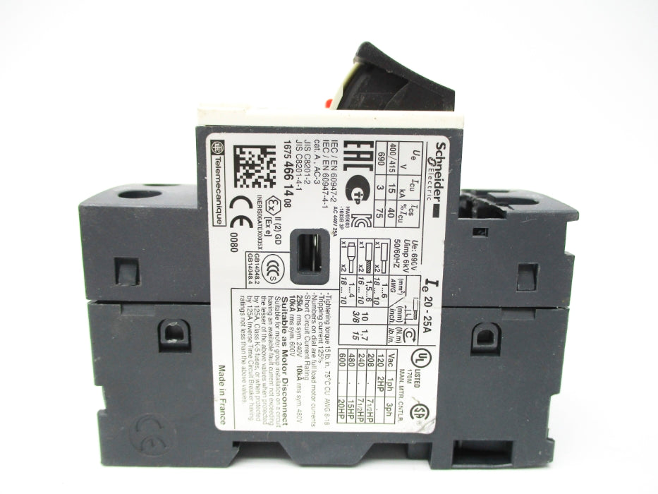 SCHNEIDER ELECTRIC GV2ME22 20-25A UNMP
