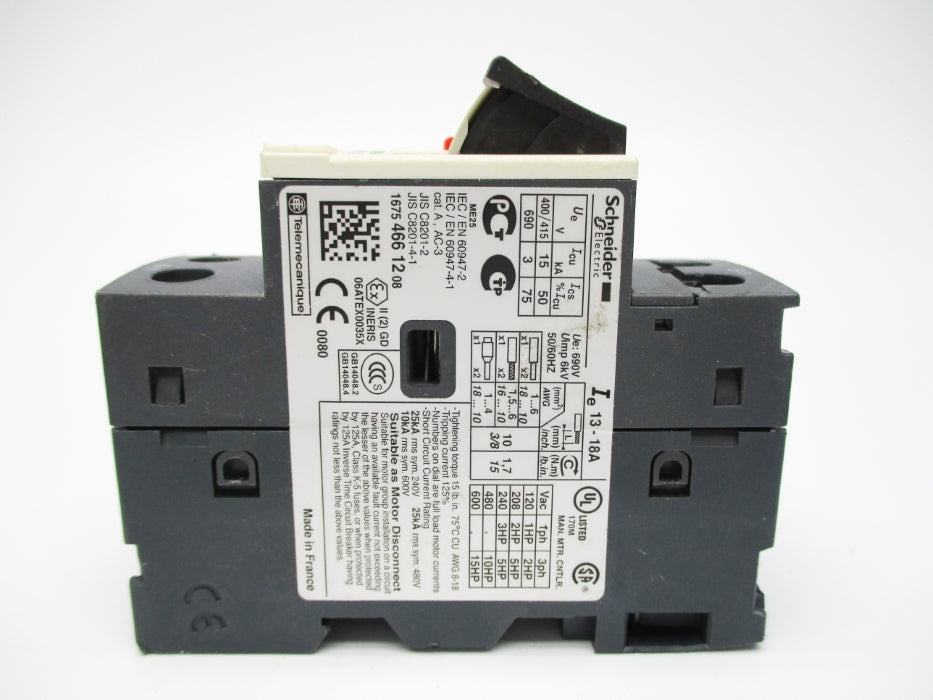 SCHNEIDER ELECTRIC GV2ME20 13-18A UNMP