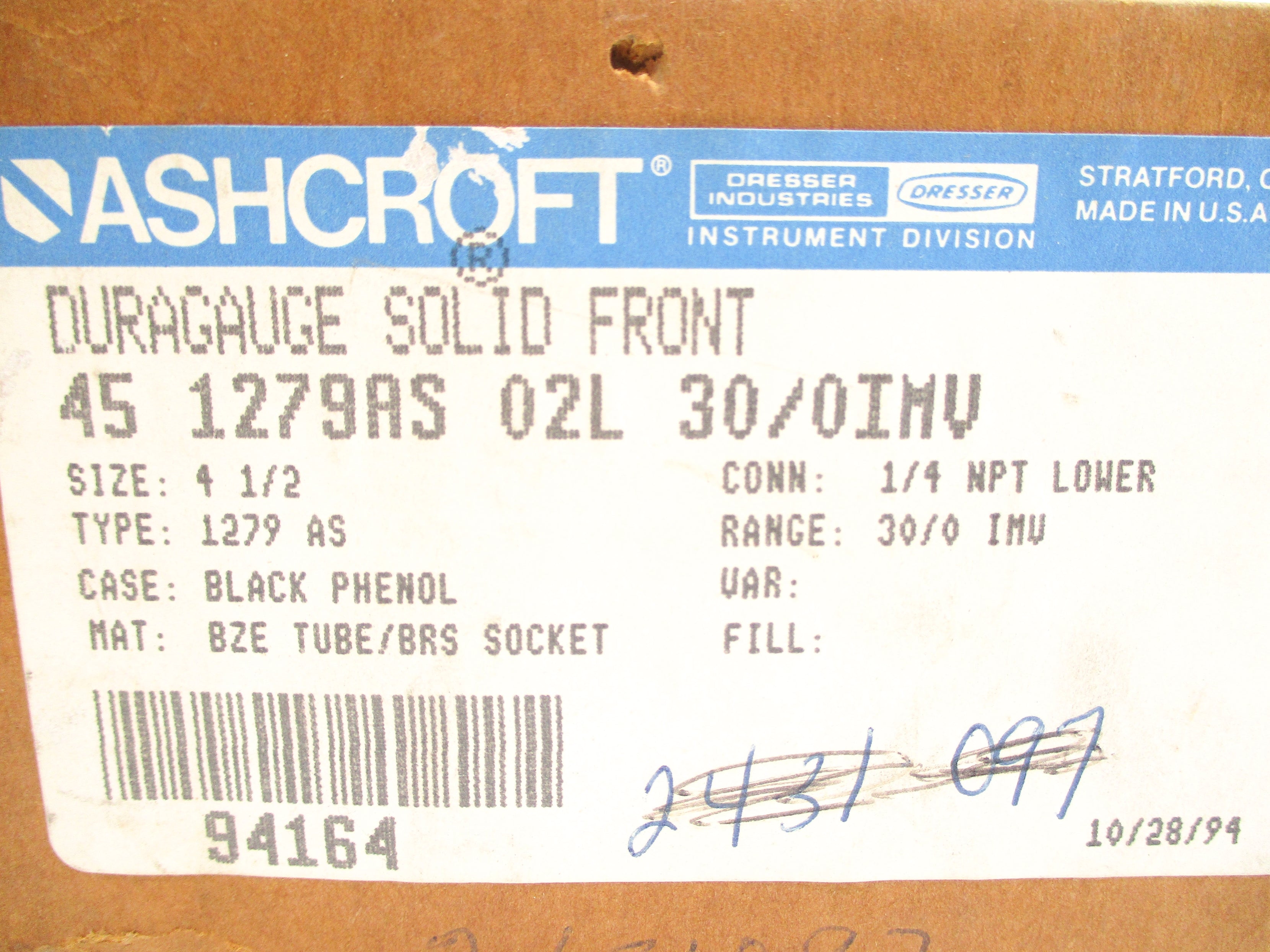ASHCROFT 451279AS02L30/0IMV 30-0IMV NSMP