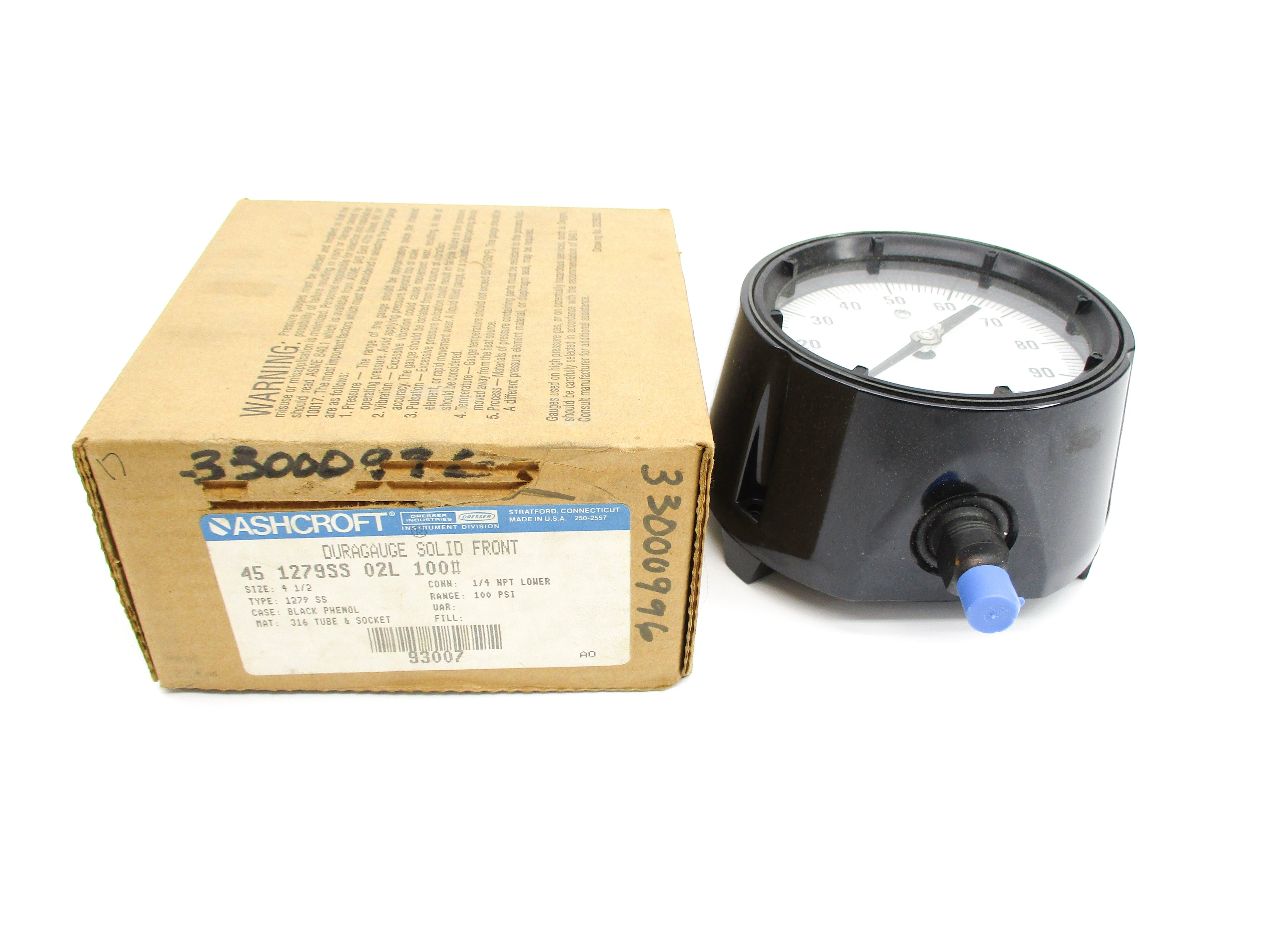 ASHCROFT 451279SS02L100# 0-100PSI 4-1/2" NSMP