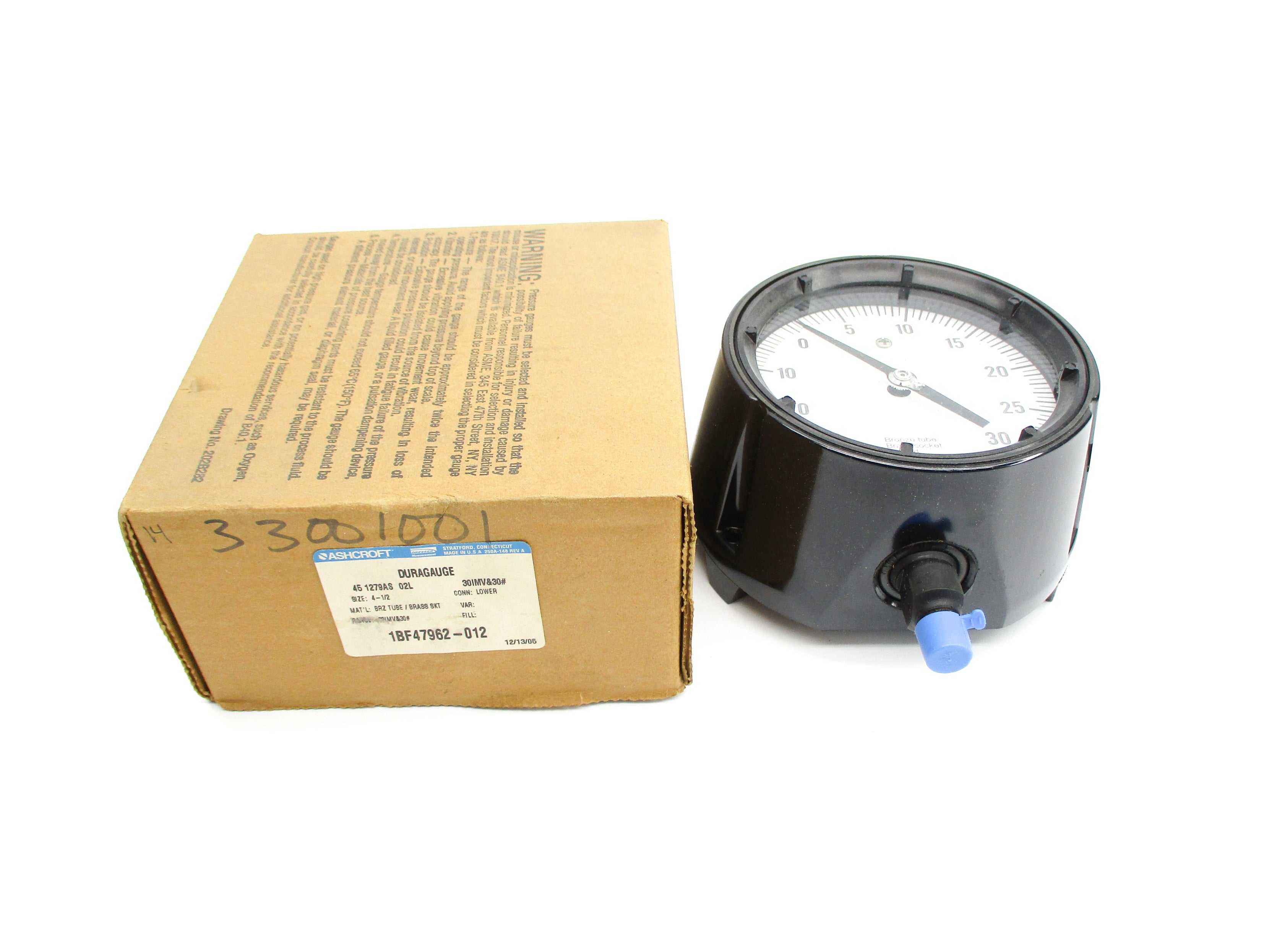ASHCROFT 451279AS02L30IMV&30# 30IMV-30PSI NSMP