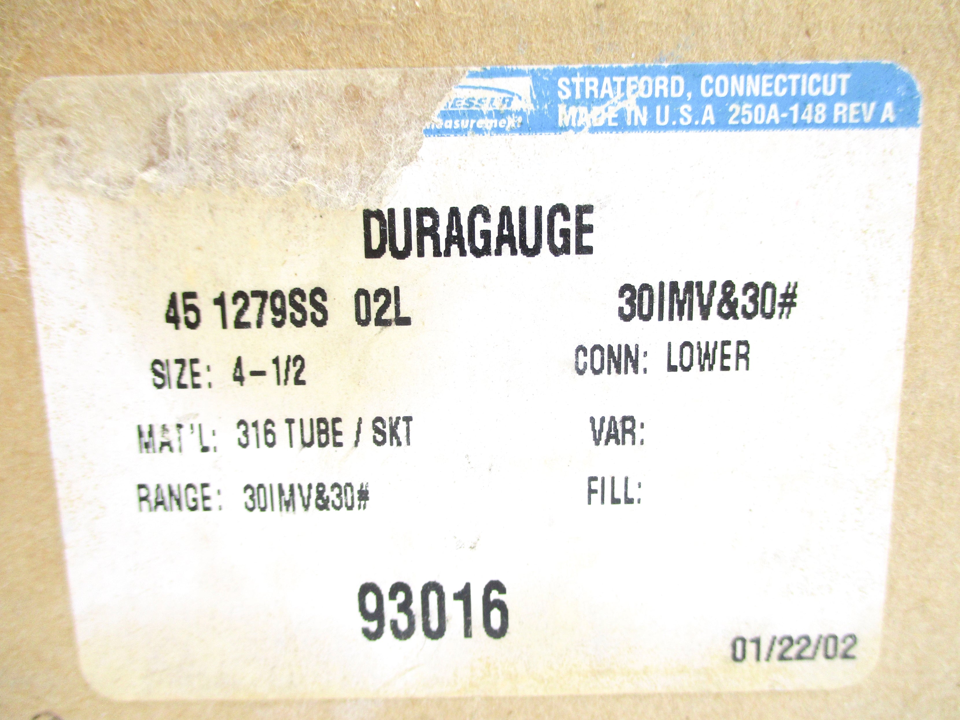 ASHCROFT 451279SS02L30IMV&30# 30IMV-30PSI NSMP