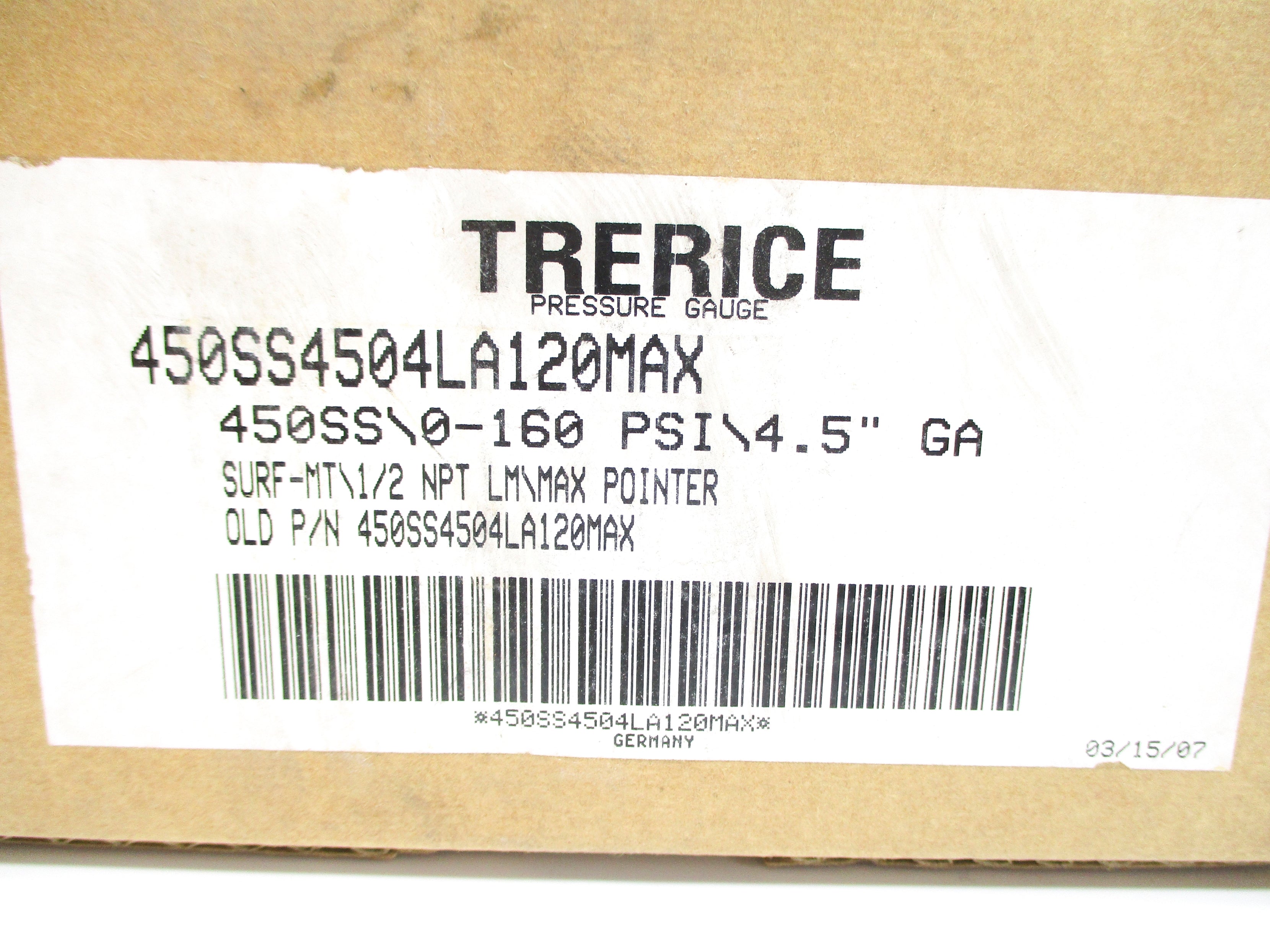 TRERICE 450SS4504LA120MAX 0-160PSI NSMP