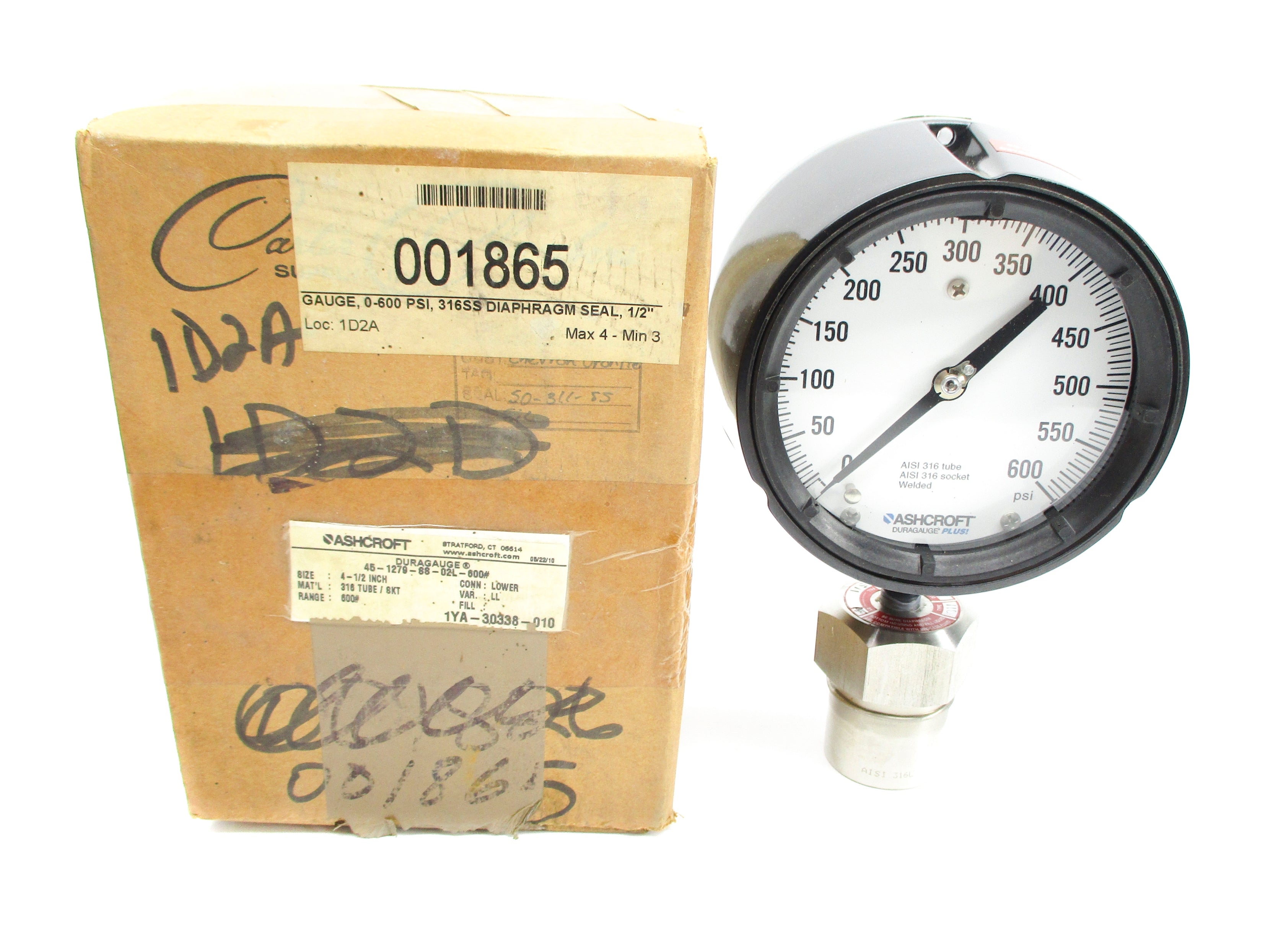 ASHCROFT 451279SS02L600# 0-600PSI NSMP