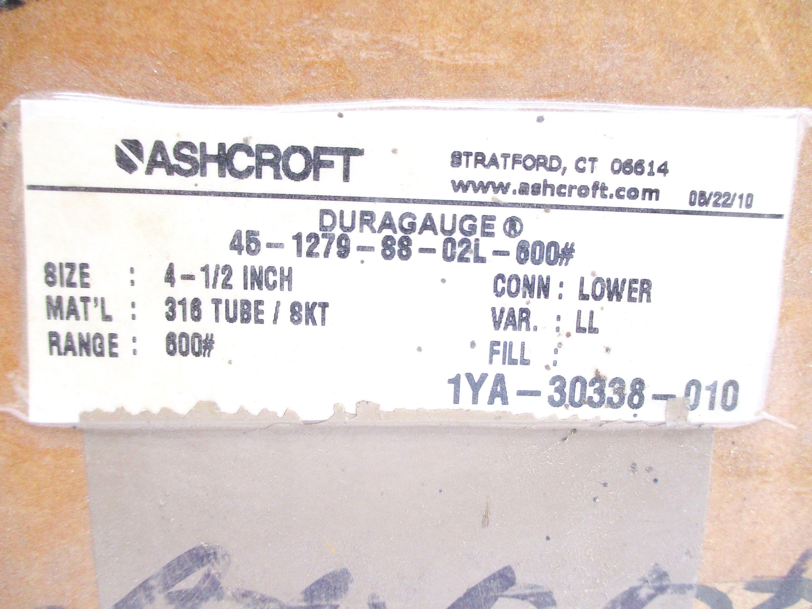 ASHCROFT 451279SS02L600# 0-600PSI NSMP