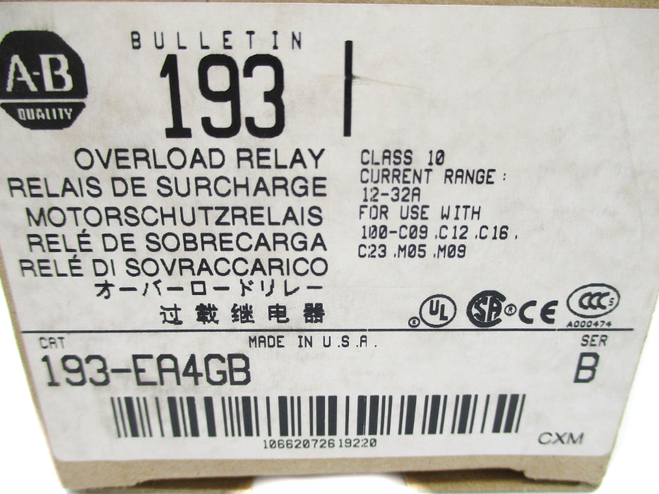 ALLEN BRADLEY 193-EA4GB SER. B 690V 12-32A (BR/WH) NSMP