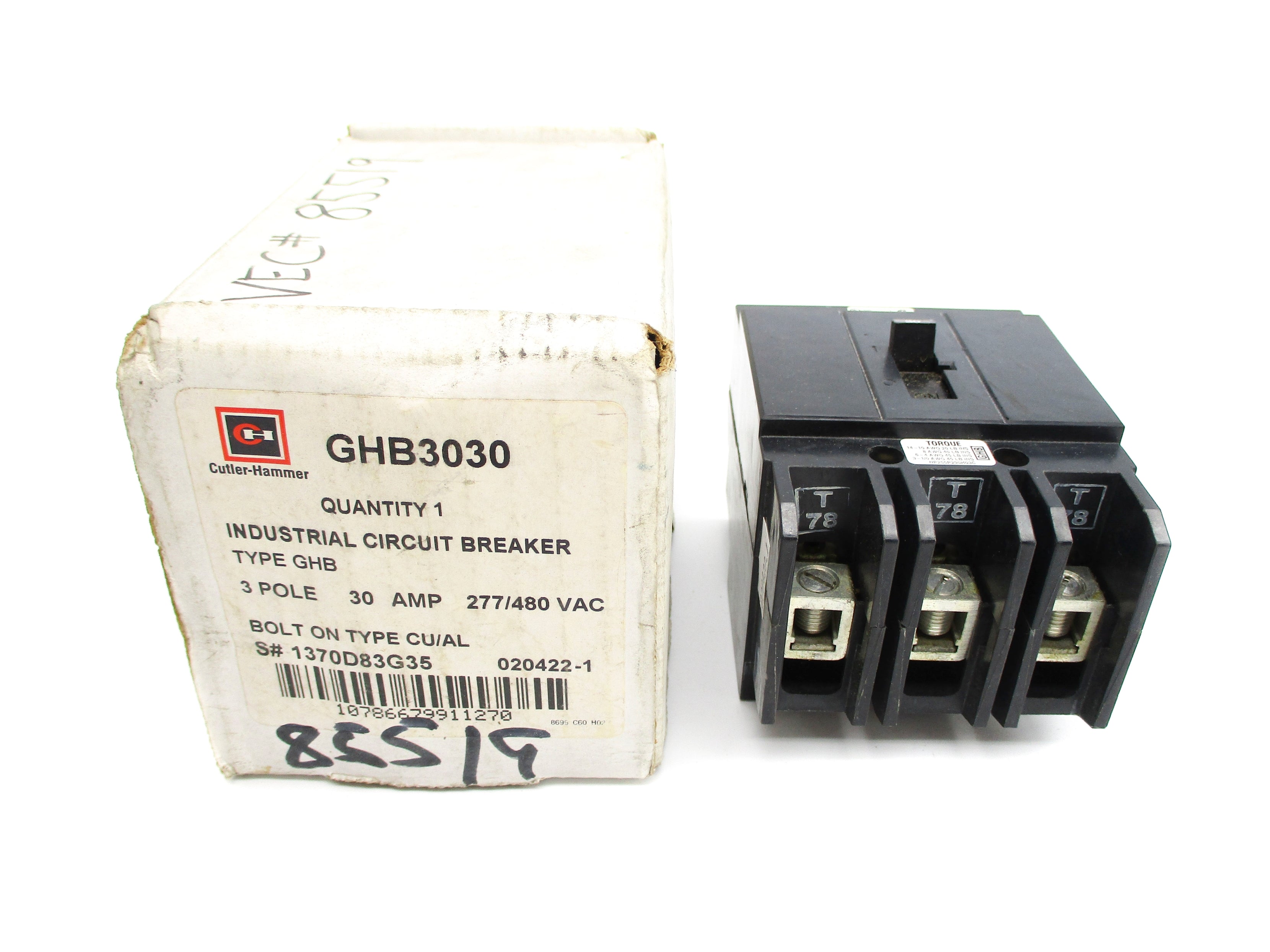 CUTLER HAMMER GHB3030 30A 277/480VAC NSMP