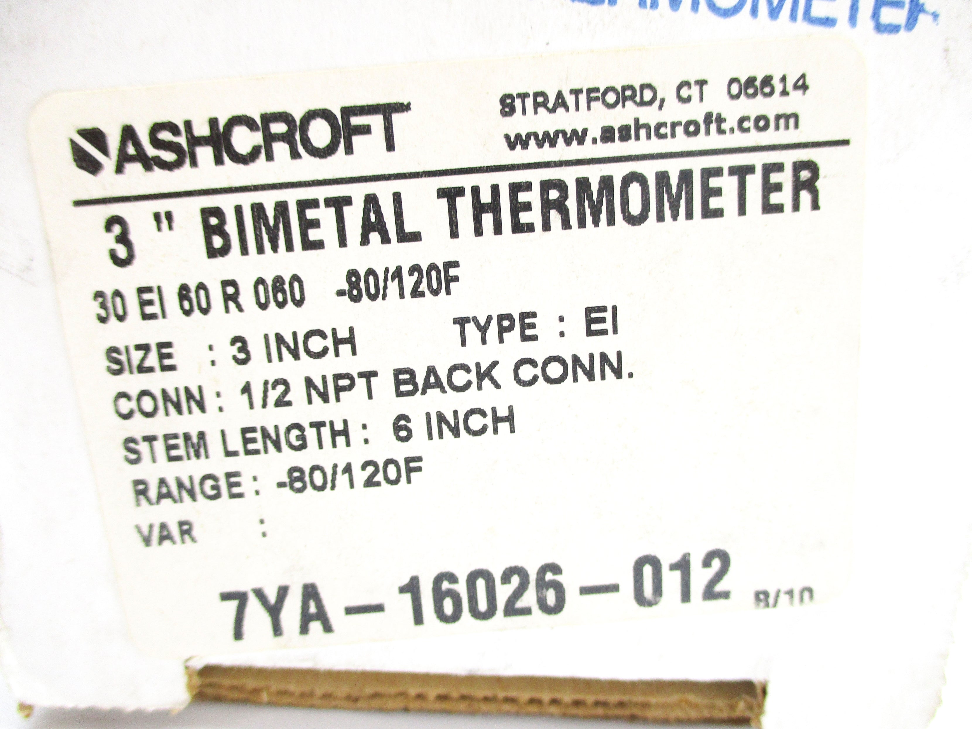 ASHCROFT 30EI60R060-80/120F -80/120F 3" NSMP