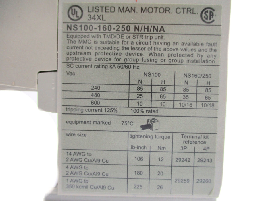 MERLIN GERIN NS250N 250A 750V NSNP