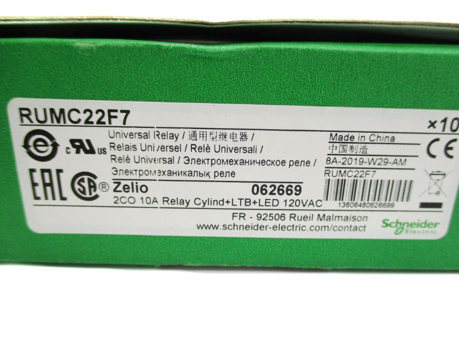 SCHNEIDER ELECTRIC RUMC22F7 10A 120VAC (PKG OF 10) NSMP