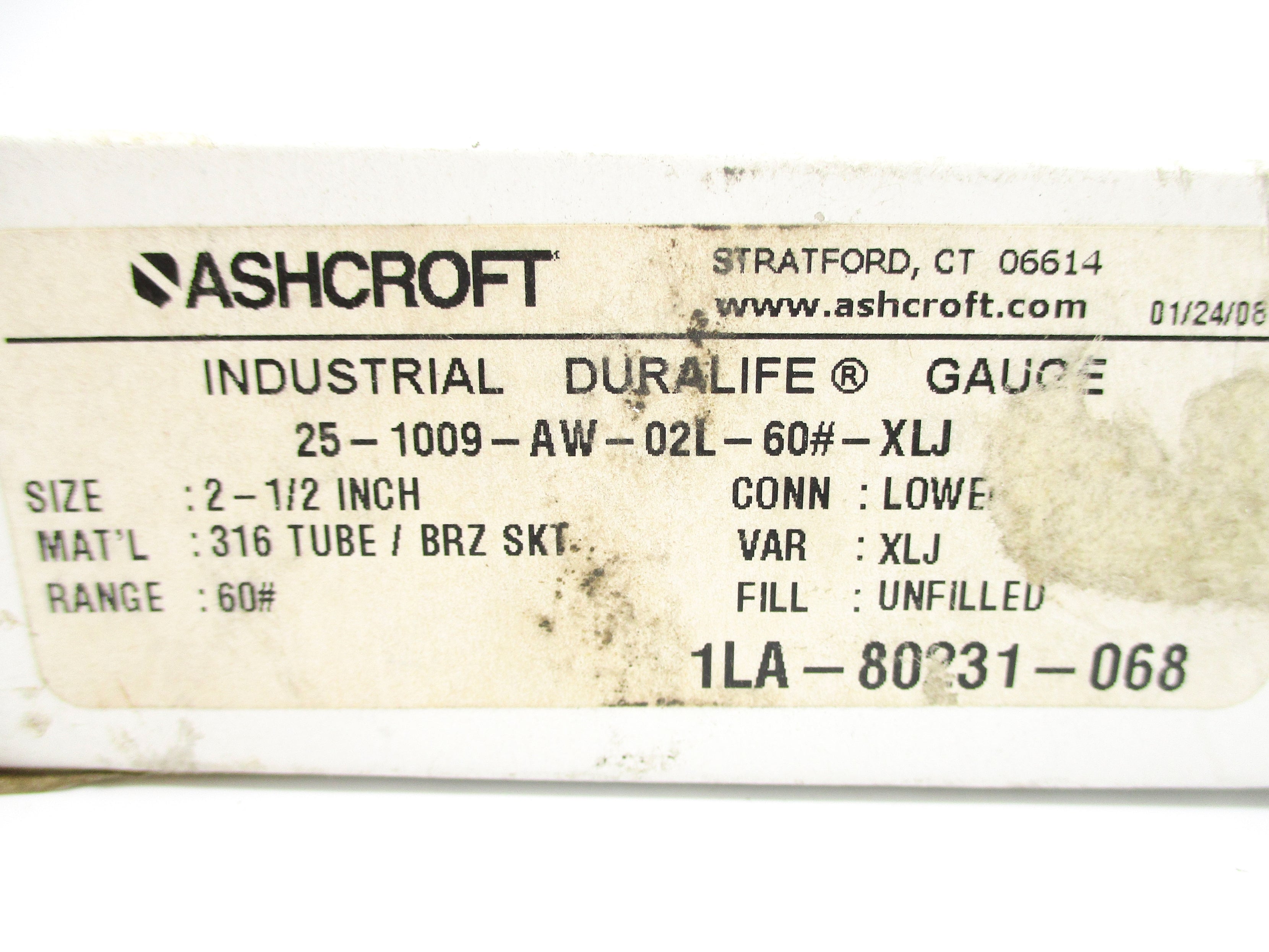 ASHCROFT 251009AW02L60# 0-60PSI NSMP