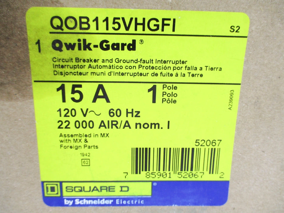 SQUARE D QOB115VHGFI SER. 2 120V 15A NSMP