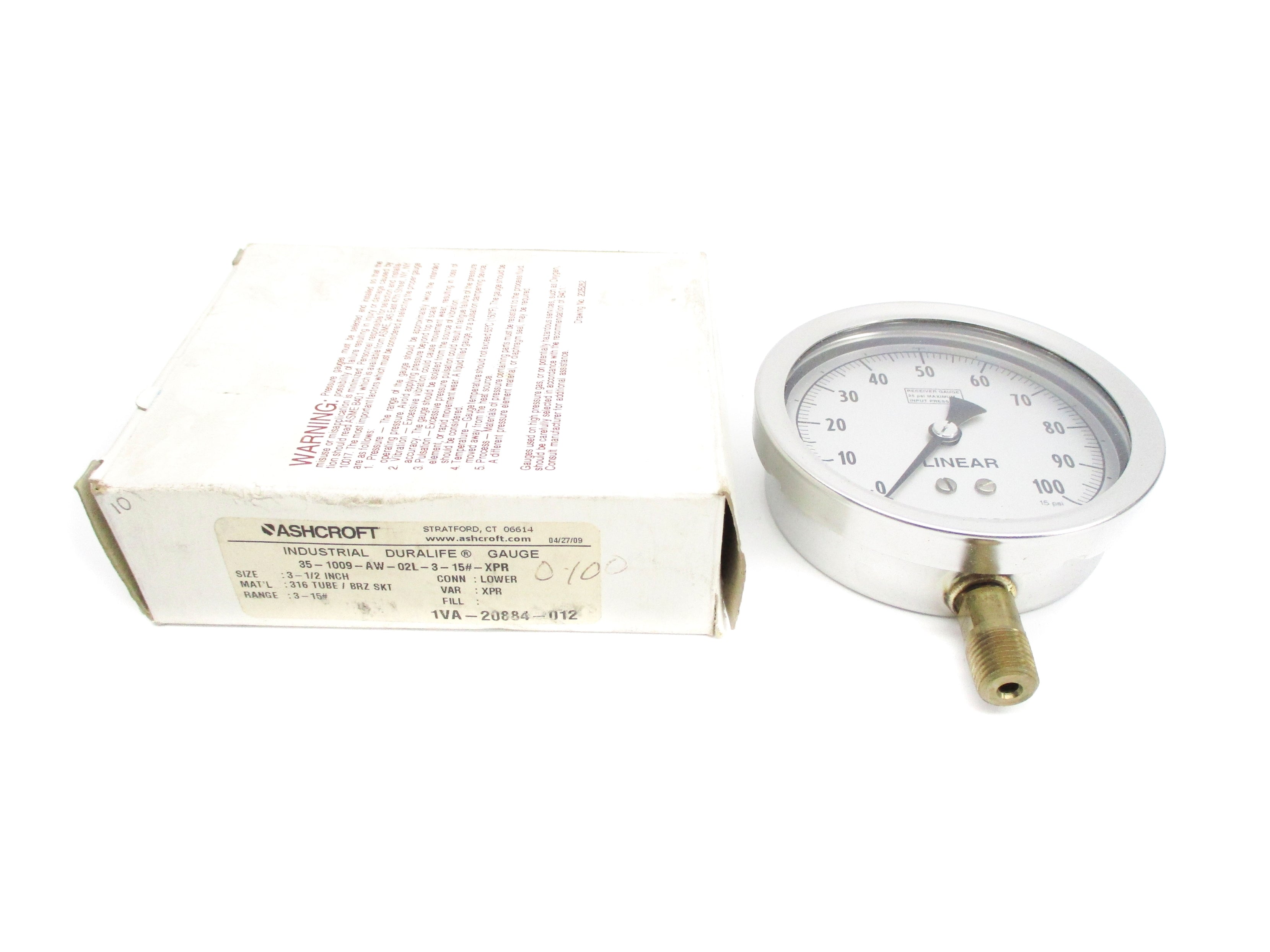 ASHCROFT 351009AW02L315#XPR 3-15PSI NSMP