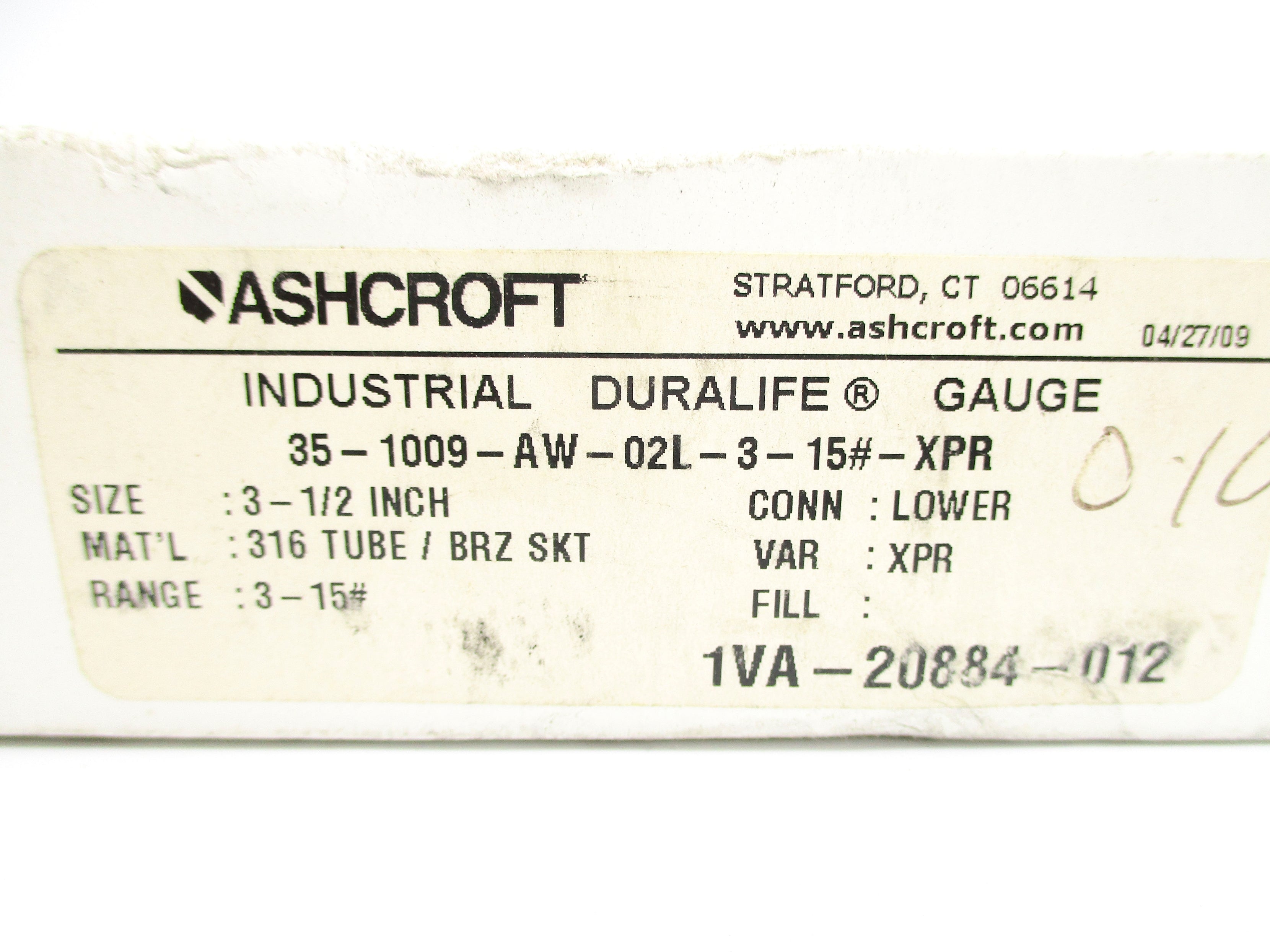 ASHCROFT 351009AW02L315#XPR 3-15PSI NSMP