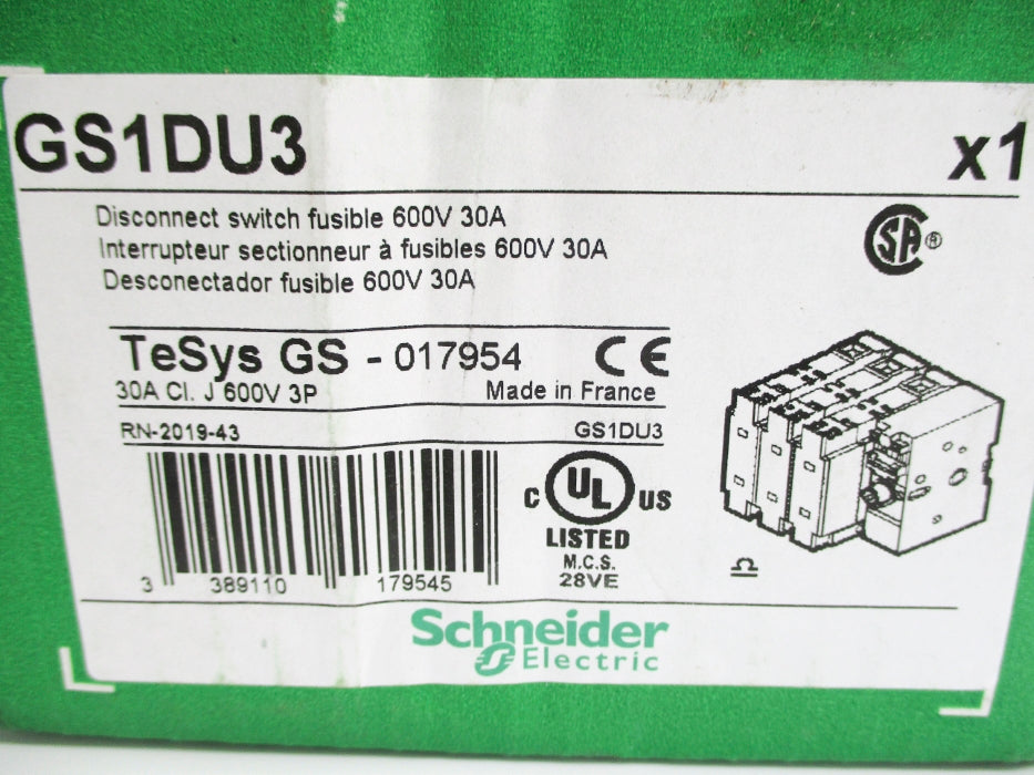 SCHNEIDER ELECTRIC GS1DU3 600V 30A NSMP