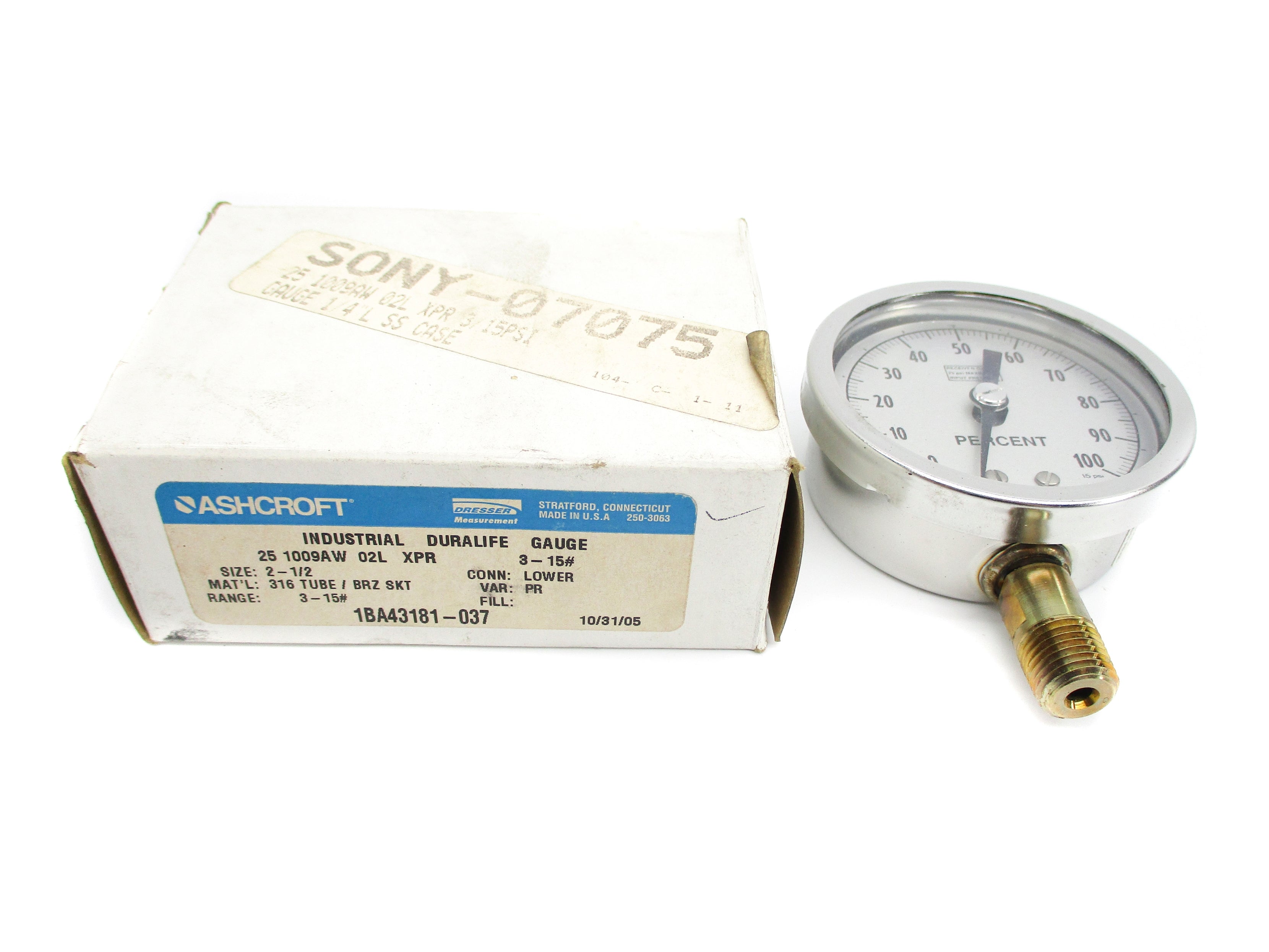 ASHCROFT 251009AW02LXPR3-15# 3-15PSI NSMP