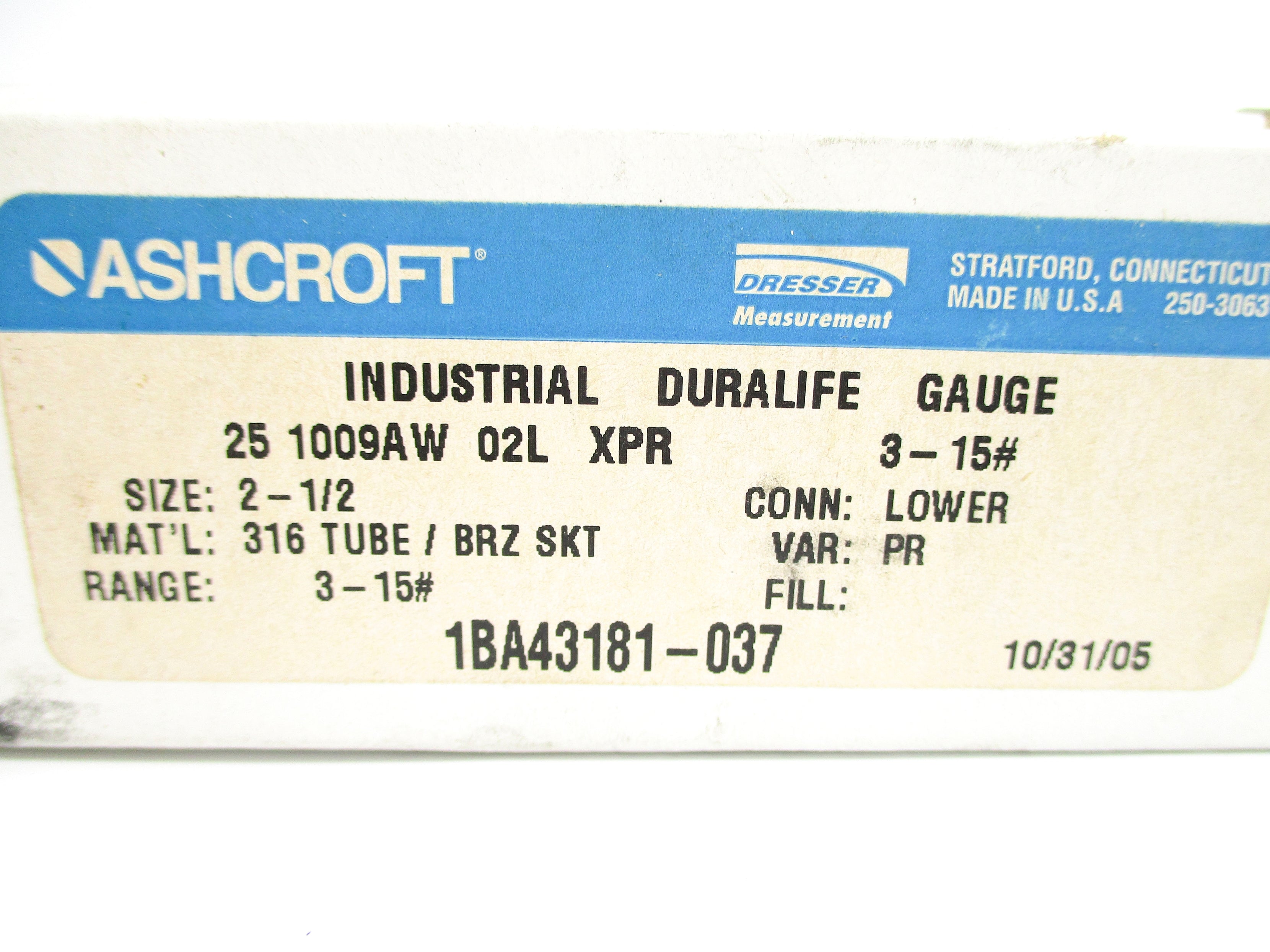 ASHCROFT 251009AW02LXPR3-15# 3-15PSI NSMP