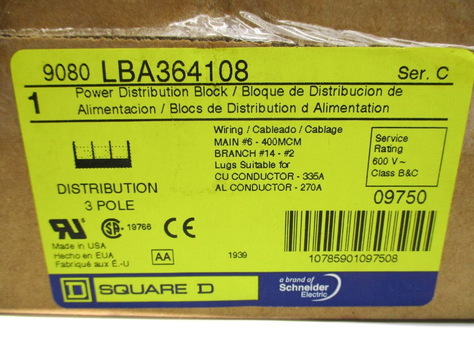SQUARE D 9080LBA364108 SER. C NSMP