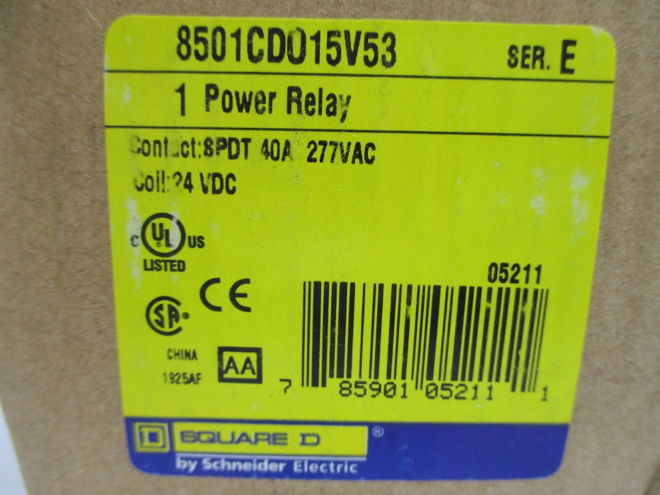 SQUARE D 8501CDO15V53 SER. E 40A 24VDC NSMP