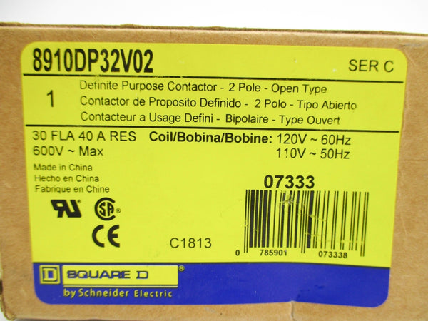 SQUARE D 8910DP32V02 SER. C 110/120V 30A NSMP