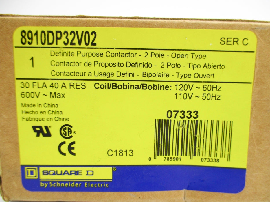 SQUARE D 8910DP32V02 SER. C 110/120V 30A NSMP