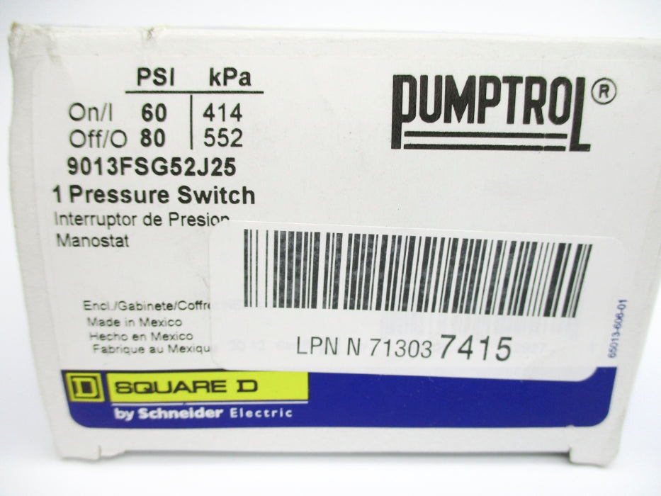 SQUARE D 9013FSG52J25 60-80PSI NSMP