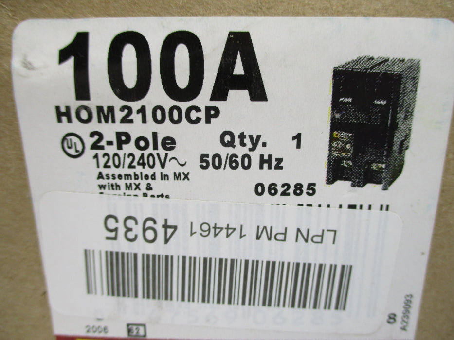 SQUARE D HOM2100CP 100A 120/240V NSMP