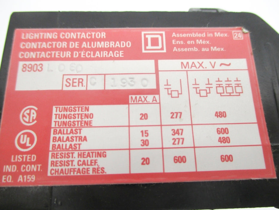 SQUARE D 8903LO60V02 SER. C 110/120V NSNP
