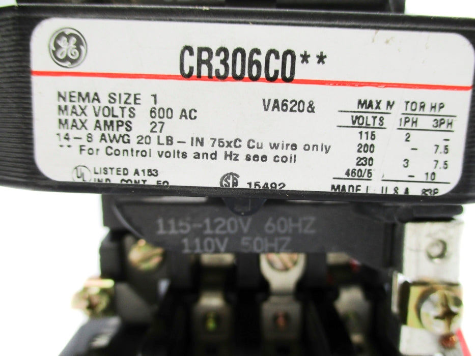 GENERAL ELECTRIC CR306C002 110-120V 27A UNMP
