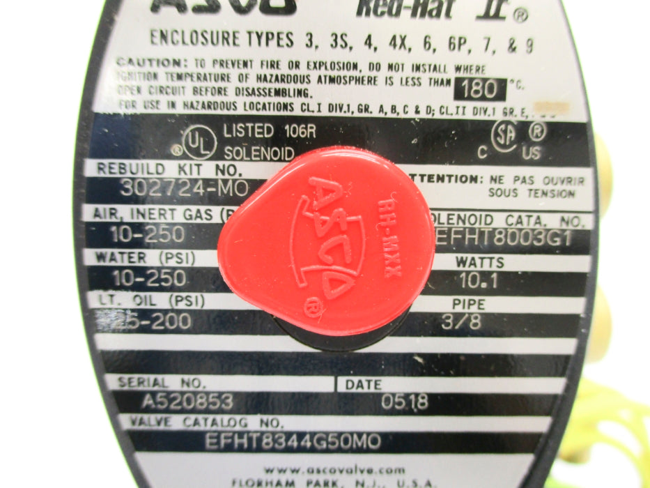 ASCO EFHT8344G50MO 110/120V 10-250PSI NSNP