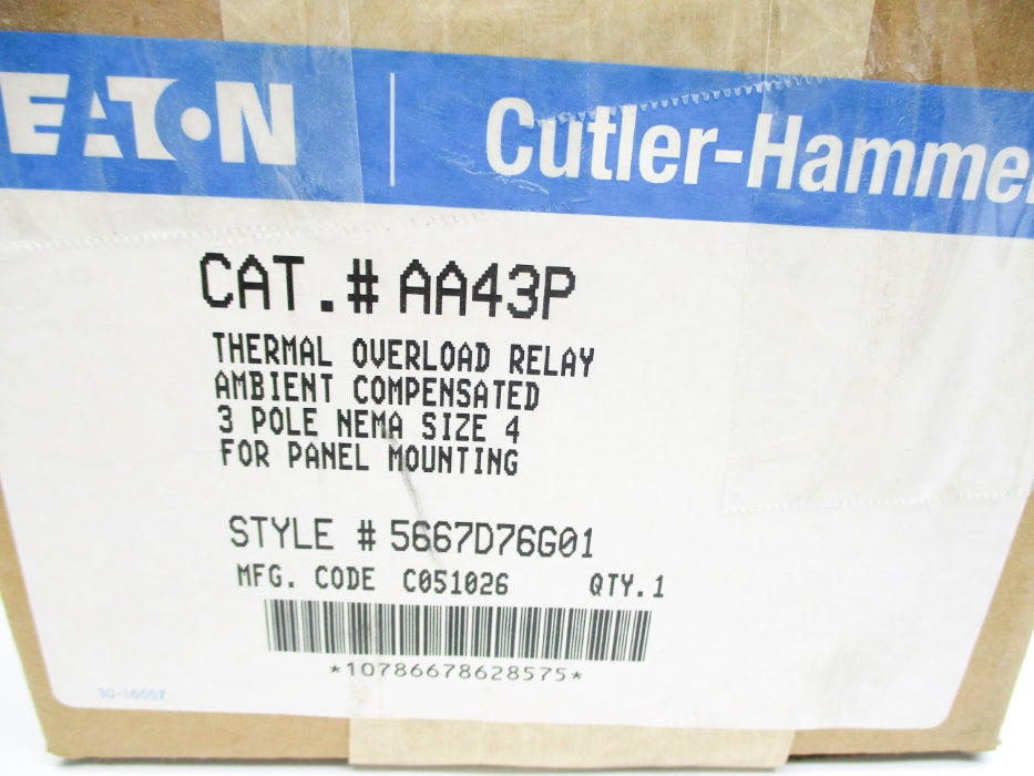 CUTLER HAMMER AA43P 5667D76G01 600VAC NSMP