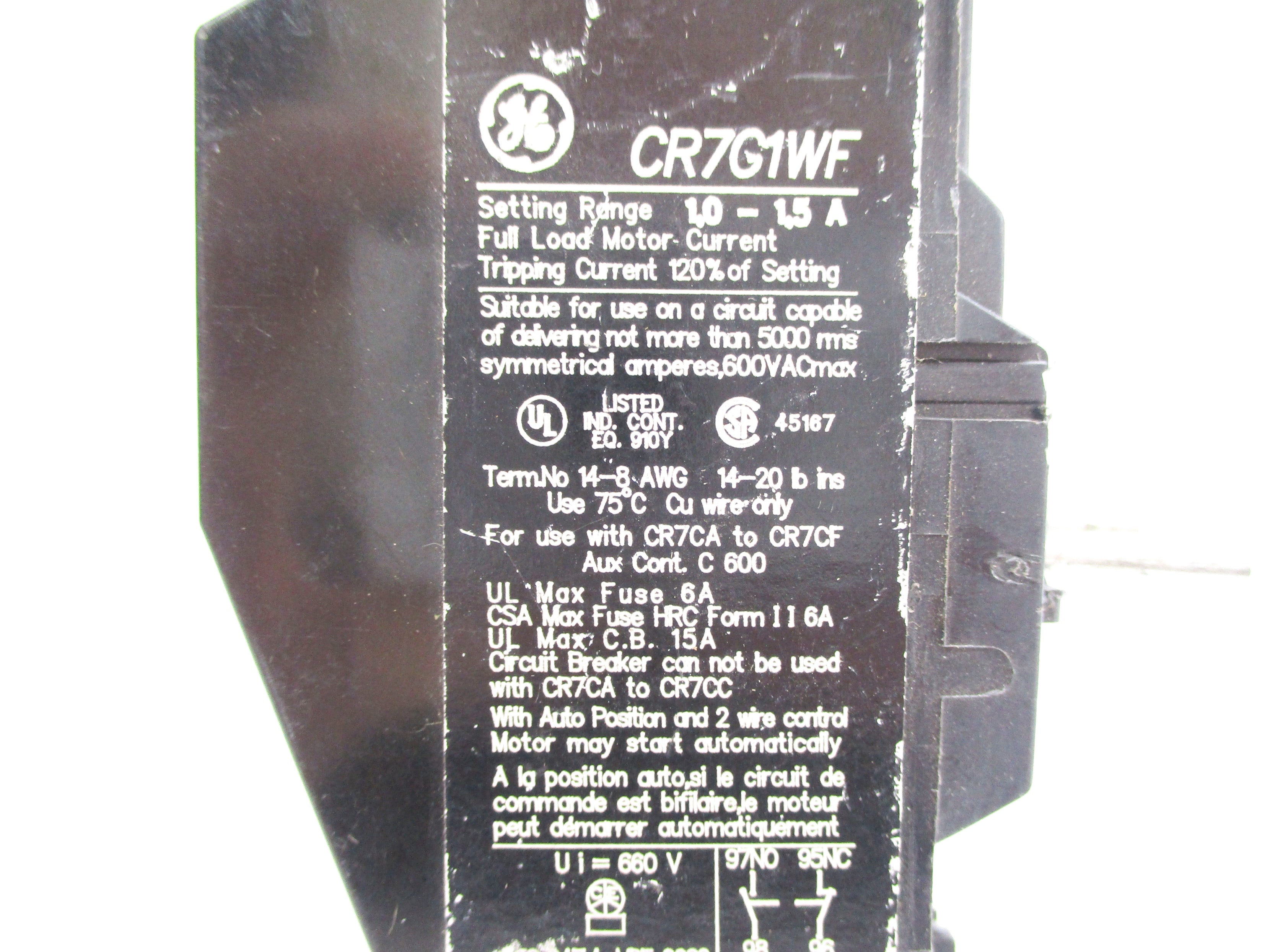 GENERAL ELECTRIC CR7G1WF 1.0-1.5A NSNP