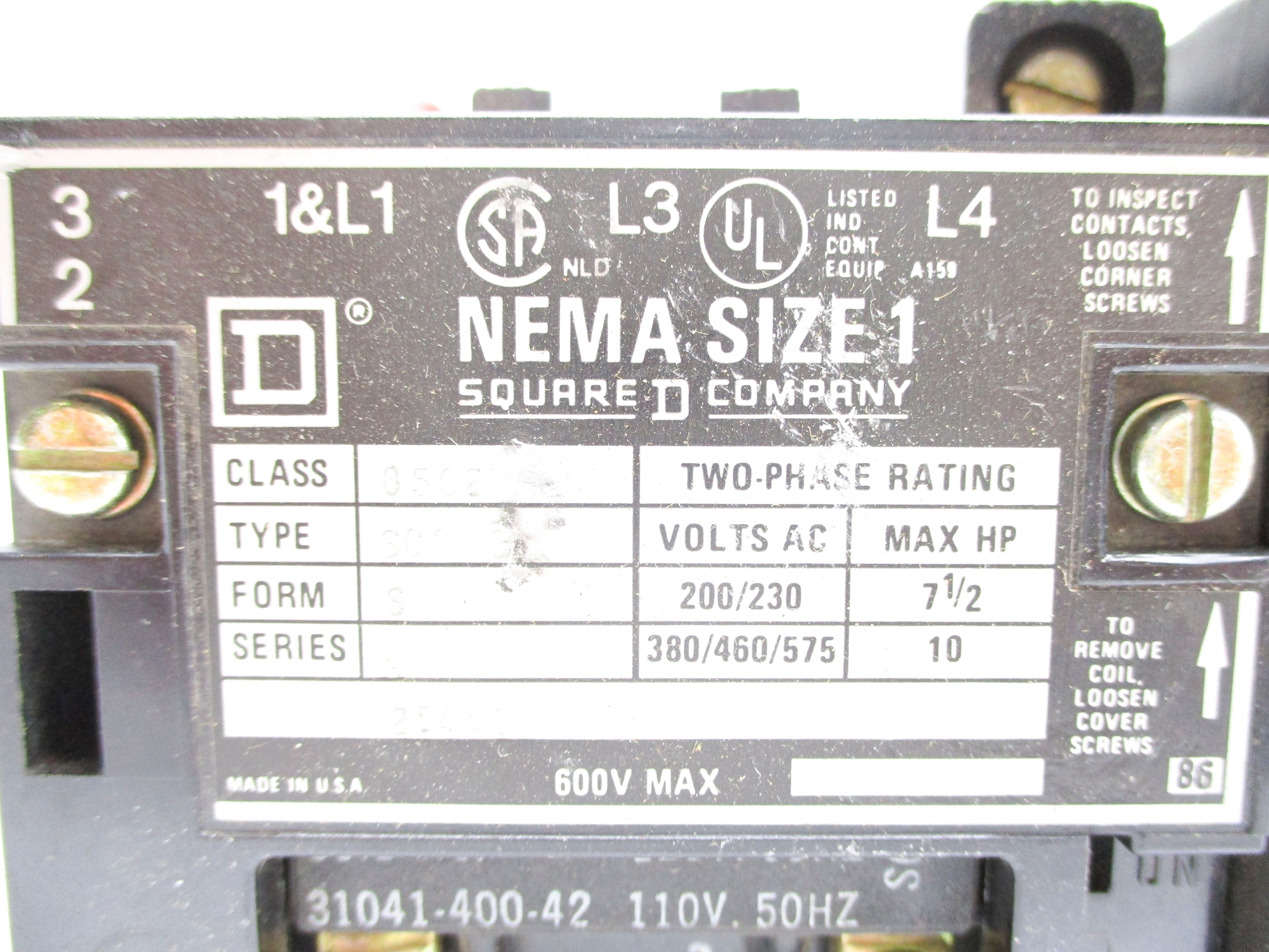 SQUARE D 8502SC03 SER. A 110/120V NSNP