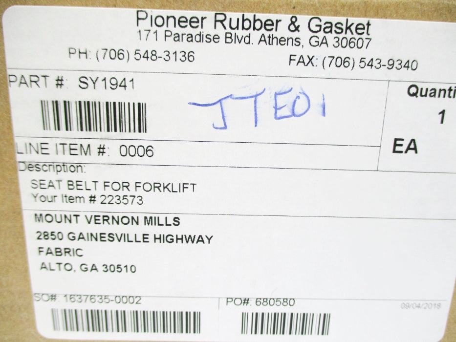 PIONEER RUBBER & GASKET SY1941 NSMP