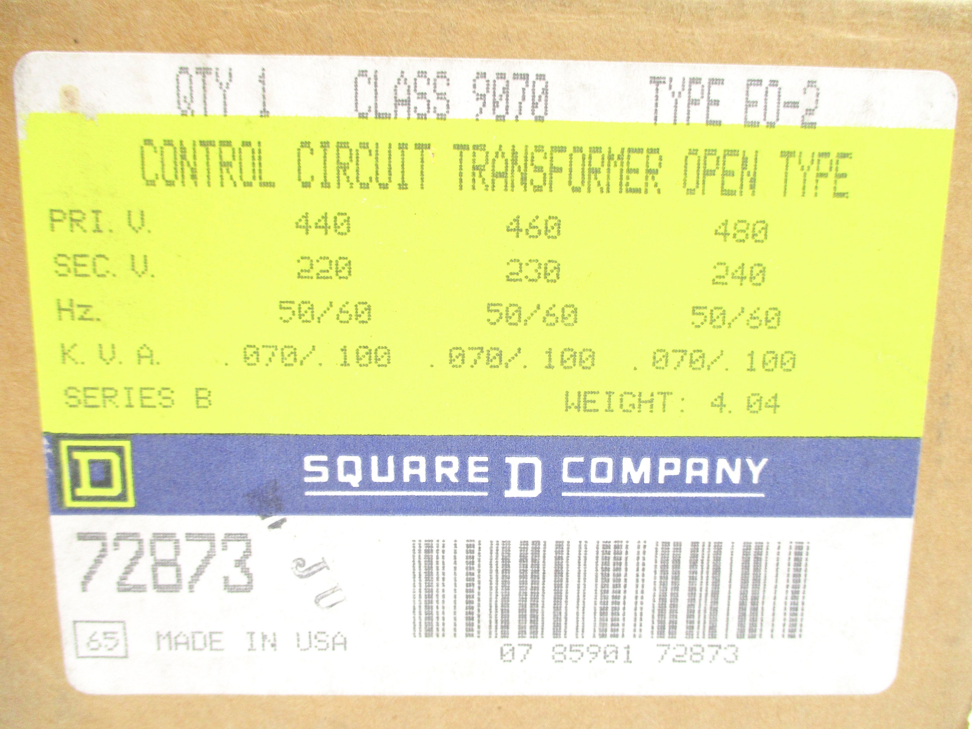 SQUARE D 9070E02 SER. B NSMP