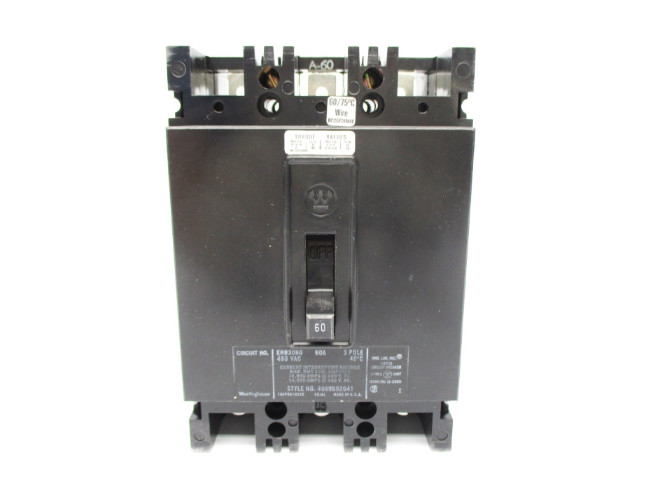 WESTINGHOUSE EHB3060 60A 480VAC NSNP