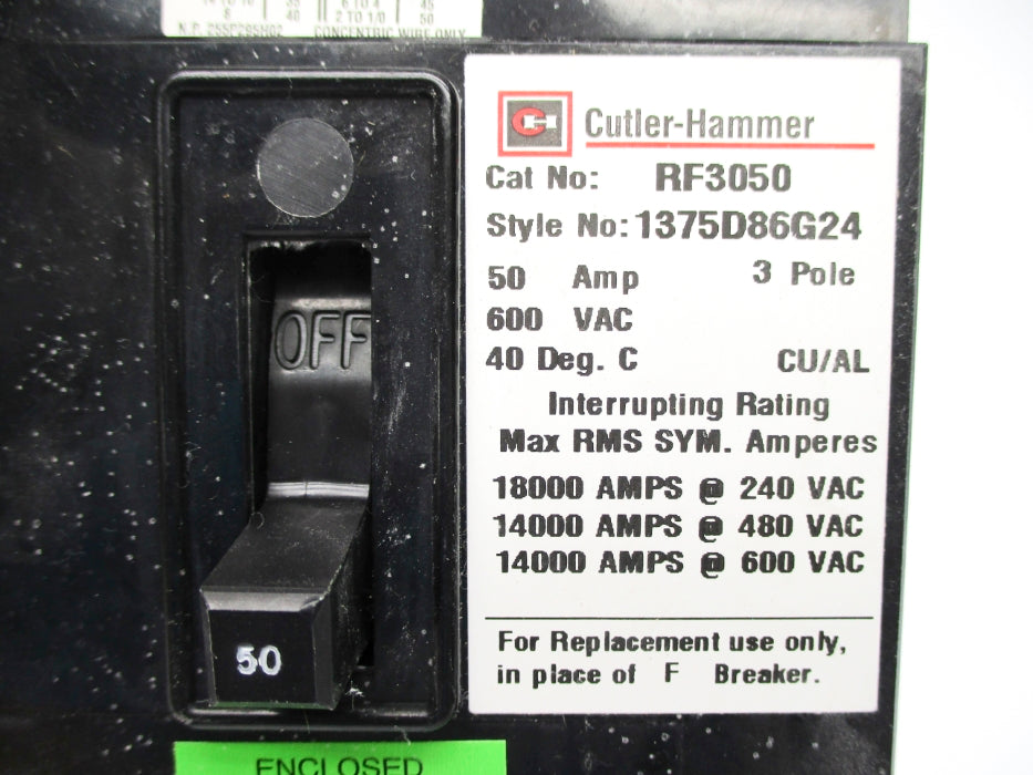CUTLER HAMMER RF3050 1375D86G24 50A 600VAC UNMP