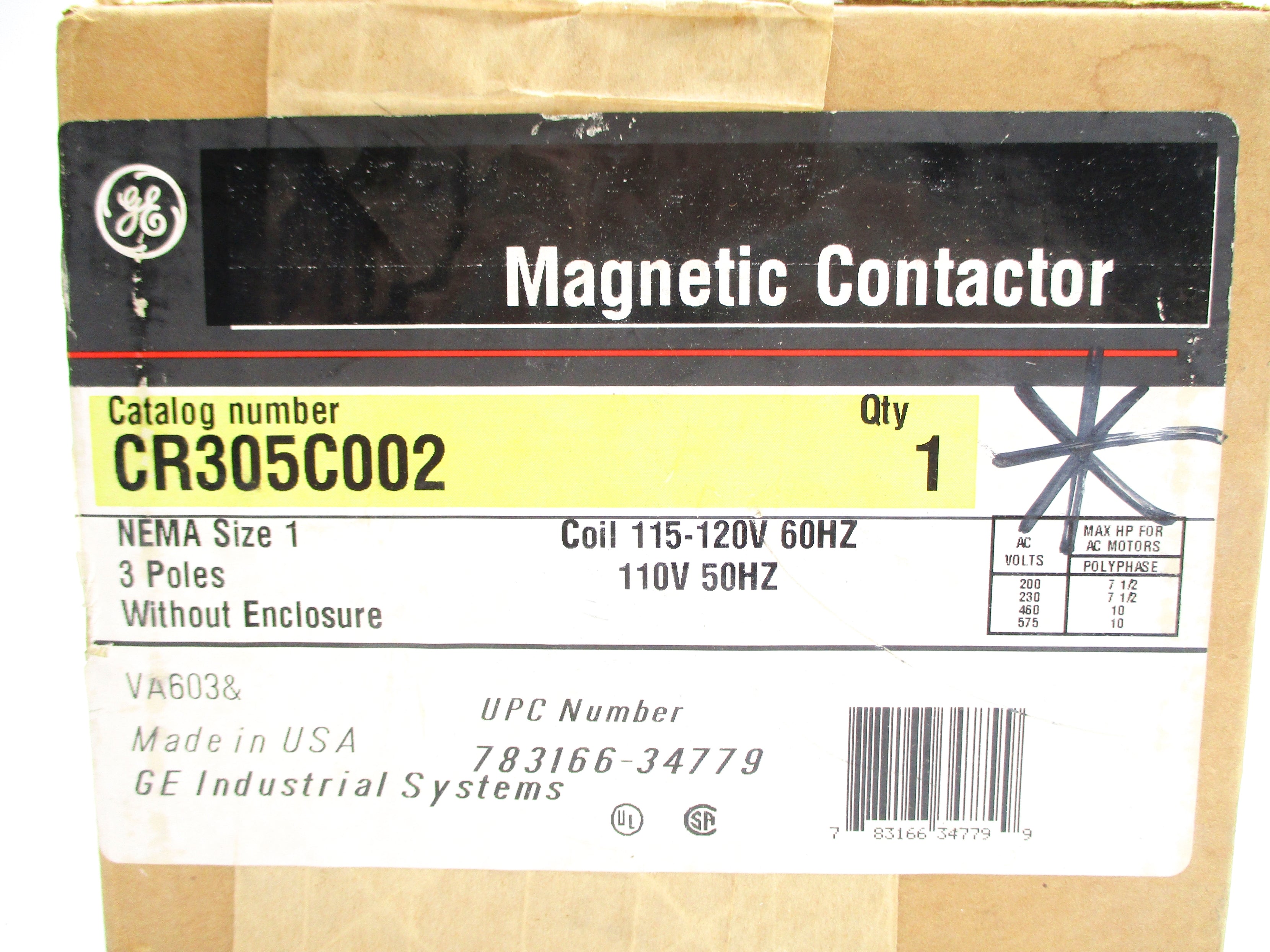 GENERAL ELECTRIC CR305C002 120V NSFS