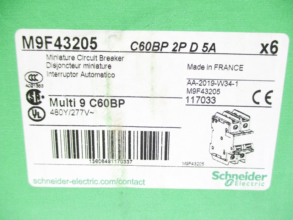 SCHNEIDER ELECTRIC M9F43205 5A 277V (PKG OF 6) NSMP